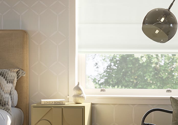 Akoya Faux Silk, Lustre White - Motorised Roman Blind - Image 5